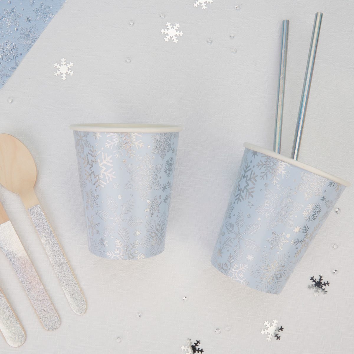 Ποτήρια χαρτ. 266ml Iridescent Snowflake /8 τεμ - Χιονονιφάδες Frozen