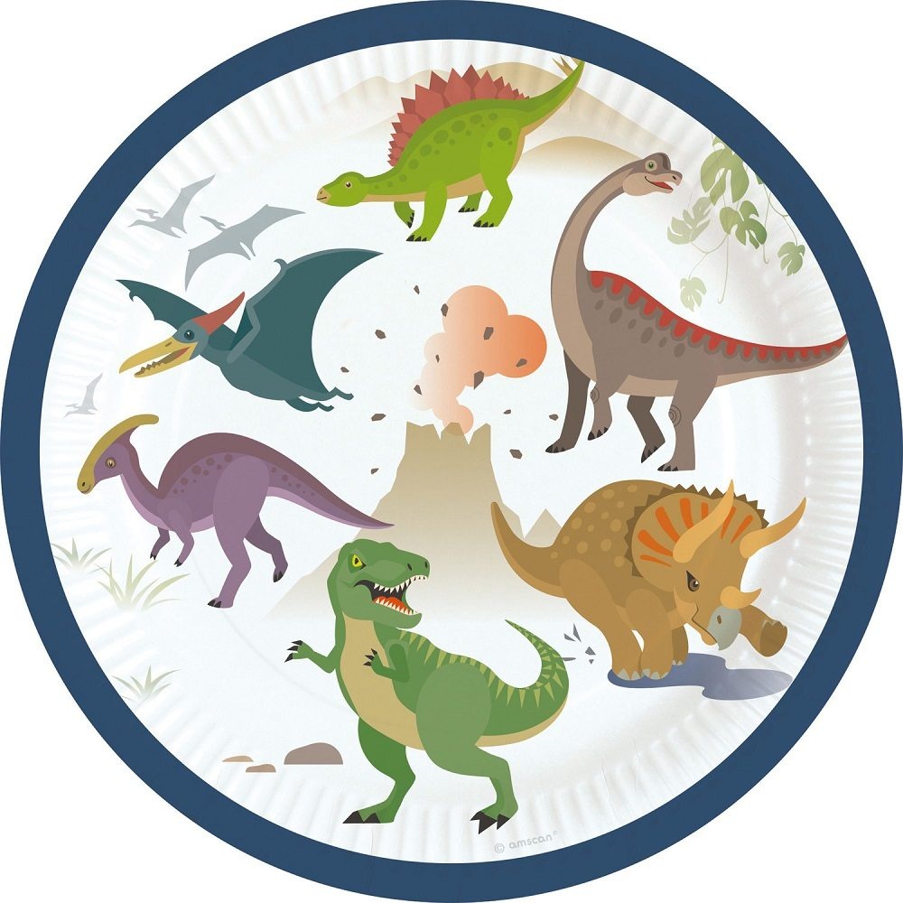 Πιάτα χαρτ. γλυκού 18εκ Happy Dinosaur /8 τεμ