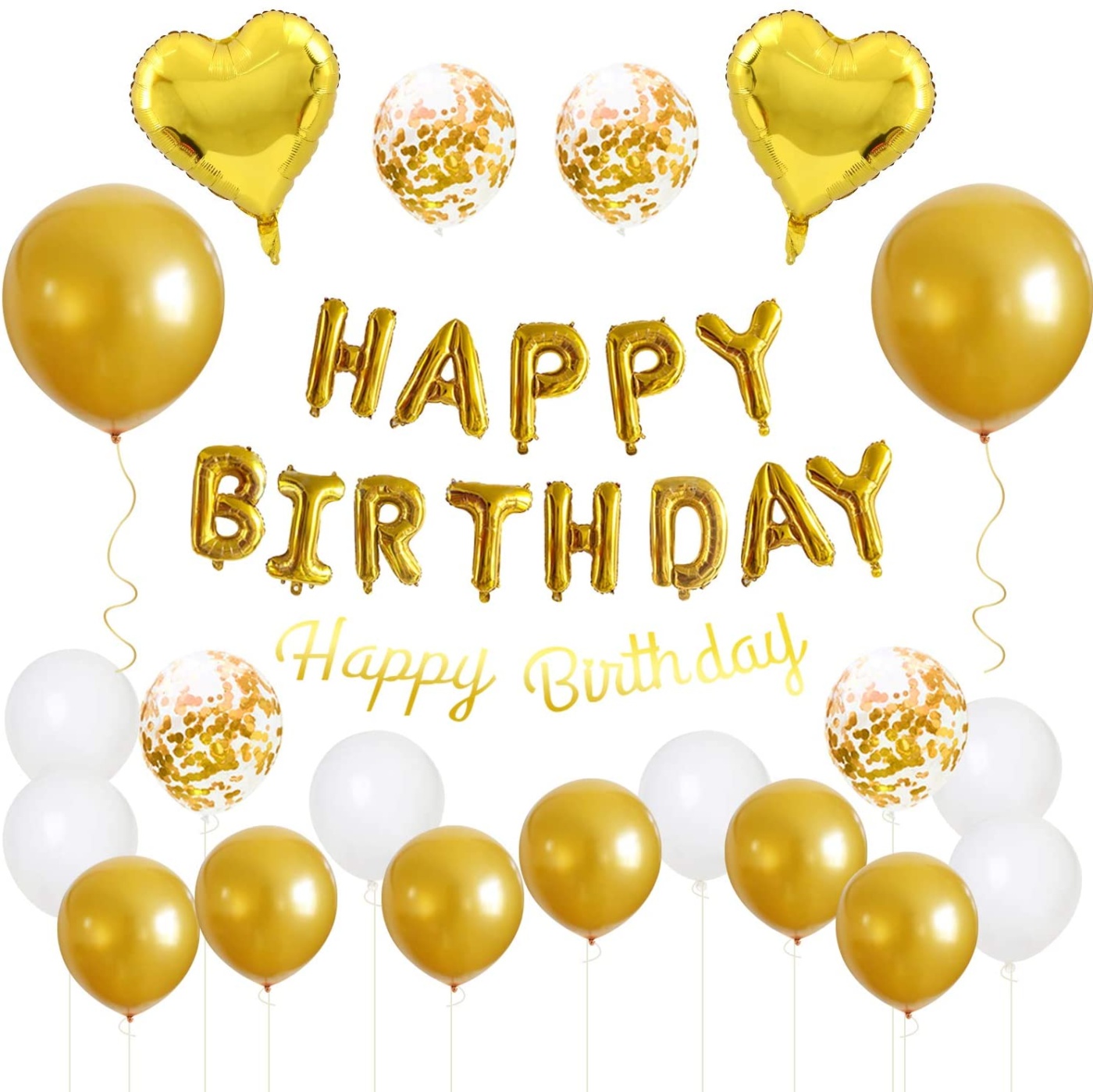 Σετ πάρτυ Happy Birthday Gold Balloons