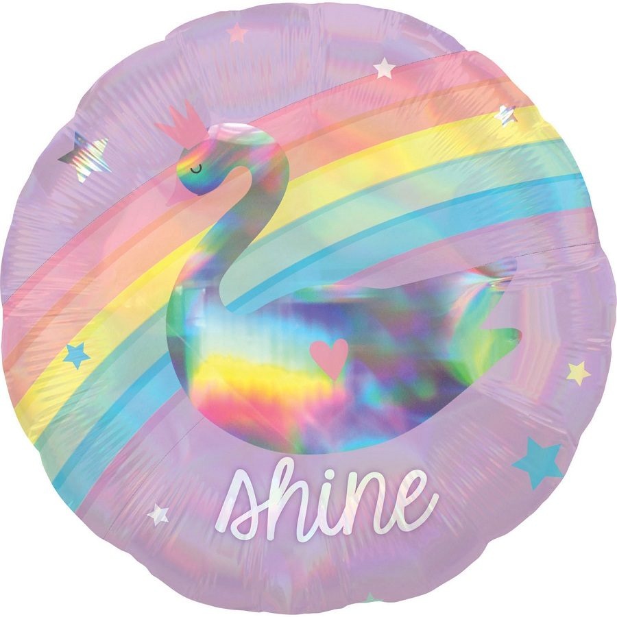 Μπαλόνι Φοιλ 18 Holographic Magical Rainbow Κύκνος Μονόκερος / 46 εκ