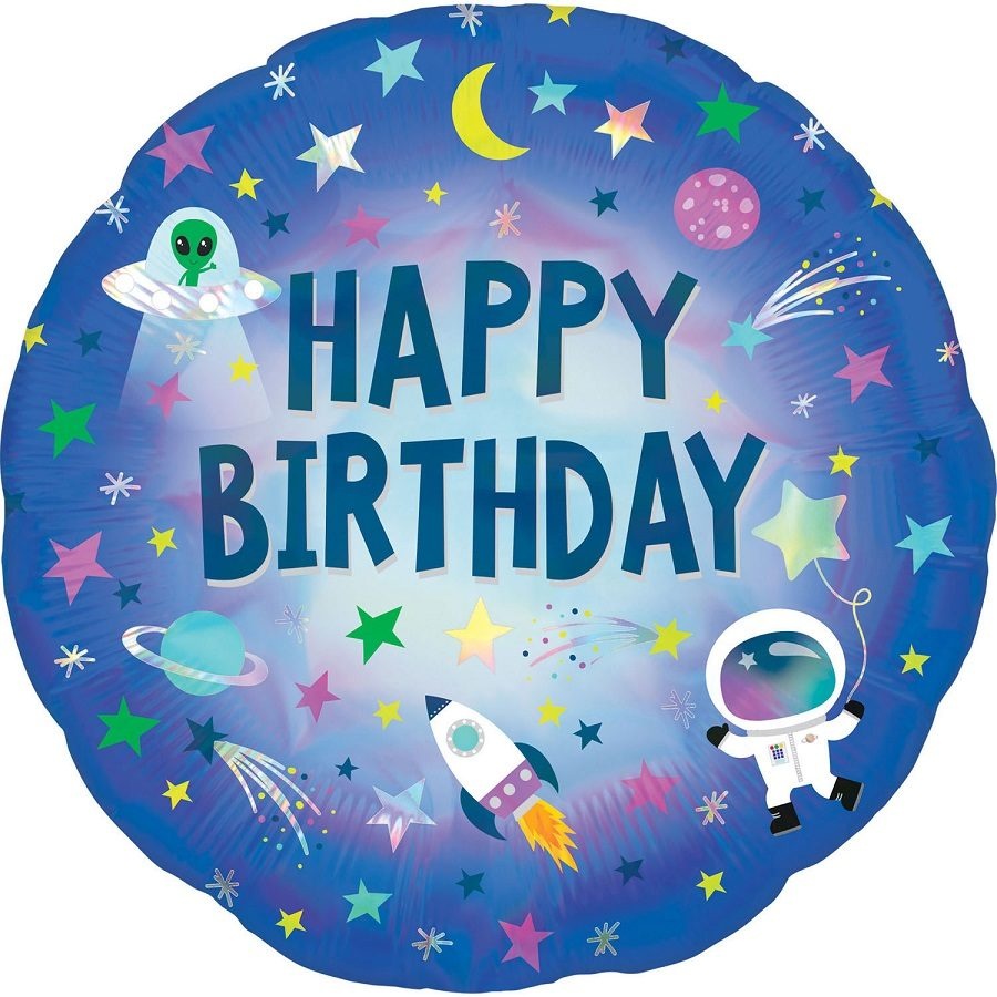 Μπαλόνι Φοιλ 17 Happy Birthday Outer Space/ 43 εκ