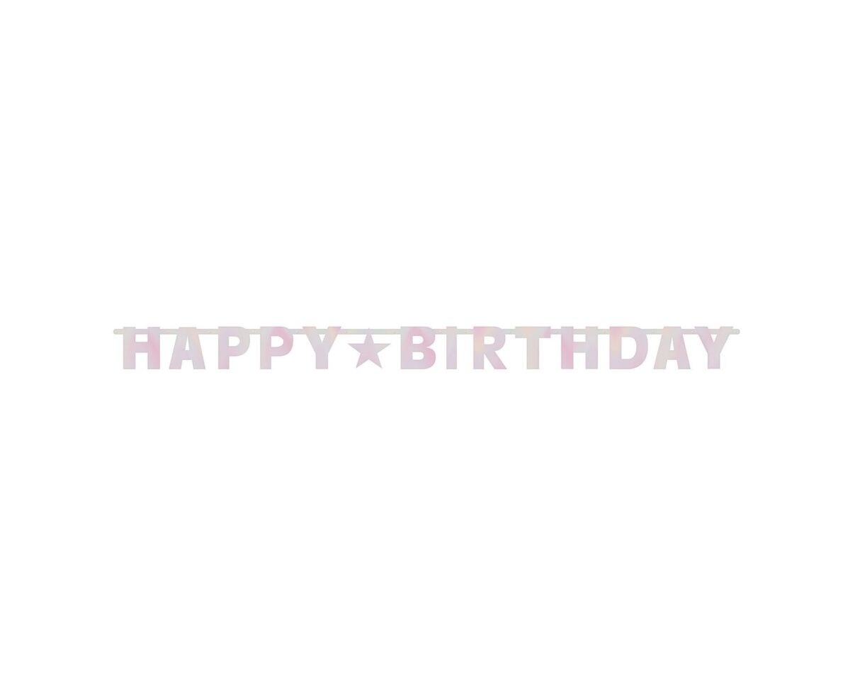 Γιρλάντα Γράμματα Φοιλ Happy Birthday Ροζ