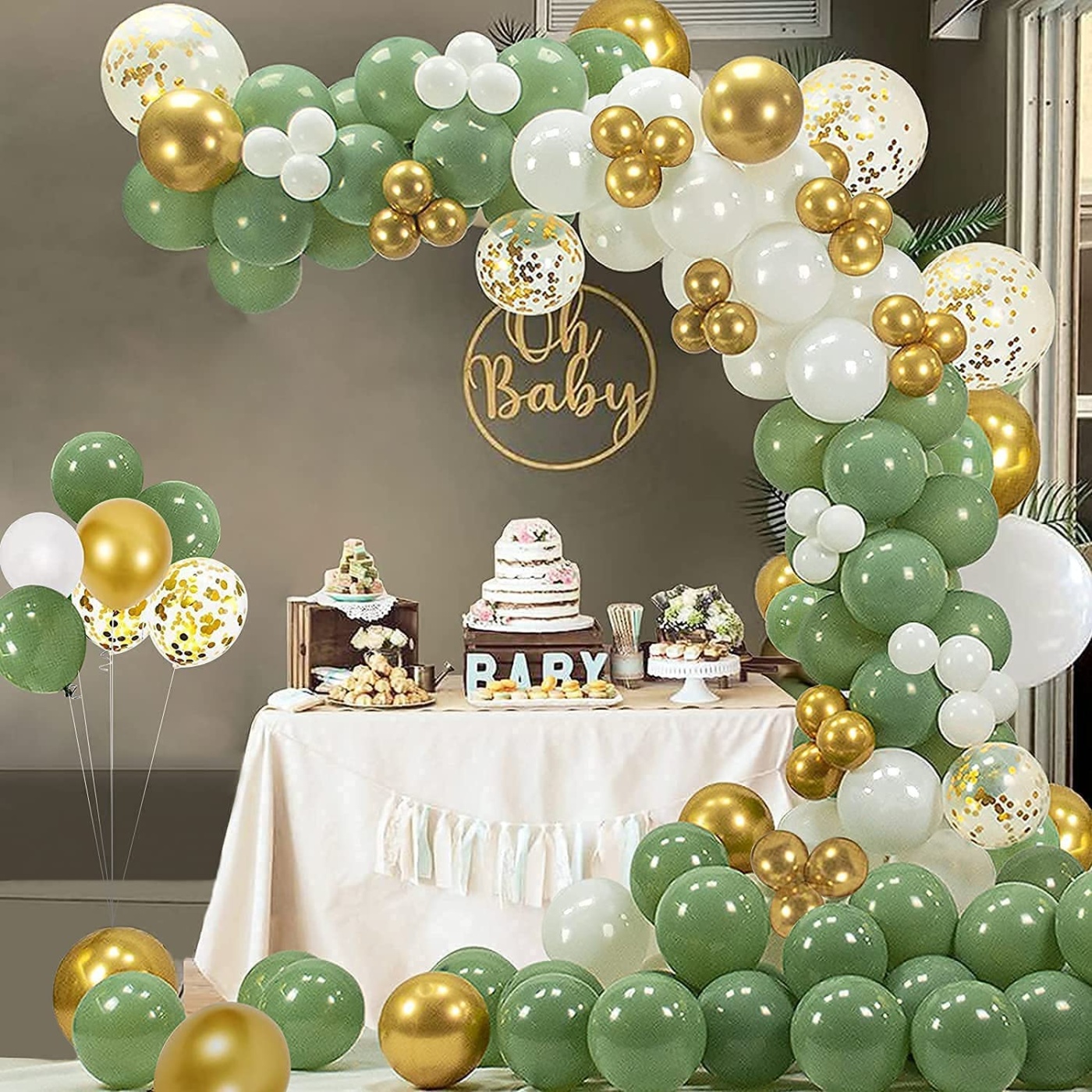 DIY Γιρλάντα "Green & Gold" / 117 μπαλόνια