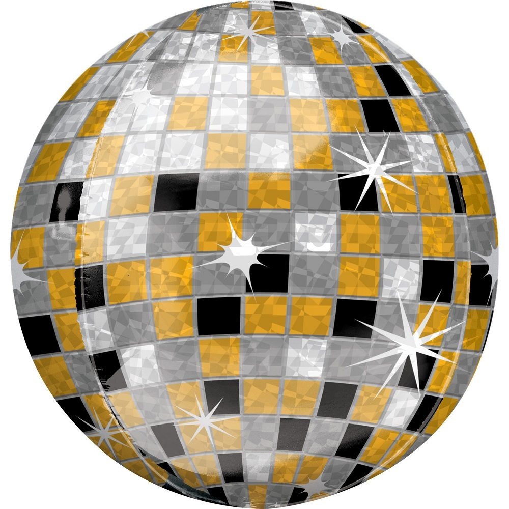 Μπαλόνι Φοιλ Orbz Χρυσό, Ασημί, Μαύρο Disco Ball / 38 x 40 εκ