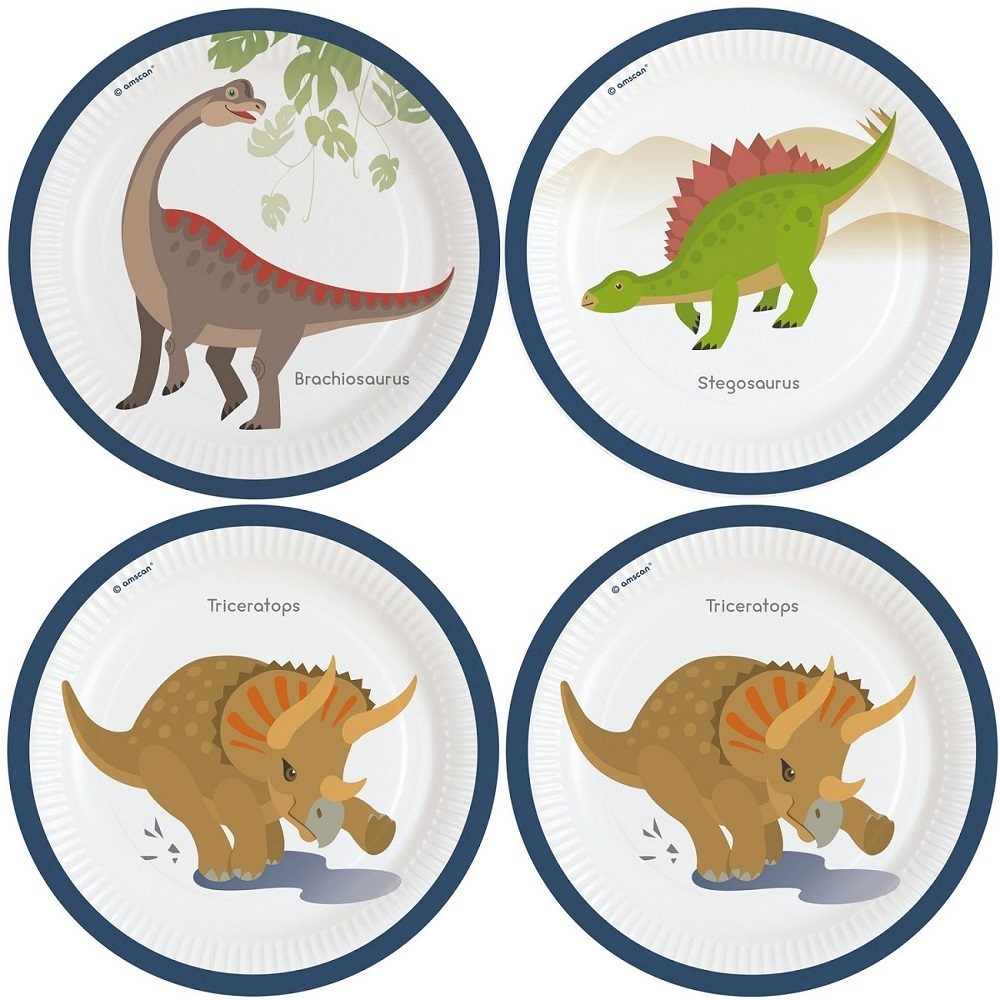 Πιάτα χαρτ. φαγητού 23εκ Happy Dinosaur /8 τεμ