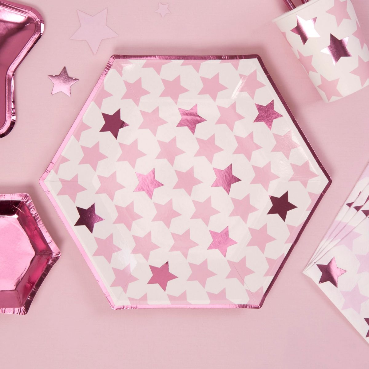 Πιάτα Χάρτ. Φαγητού Little Star Pink 27εκ / 8 τεμ