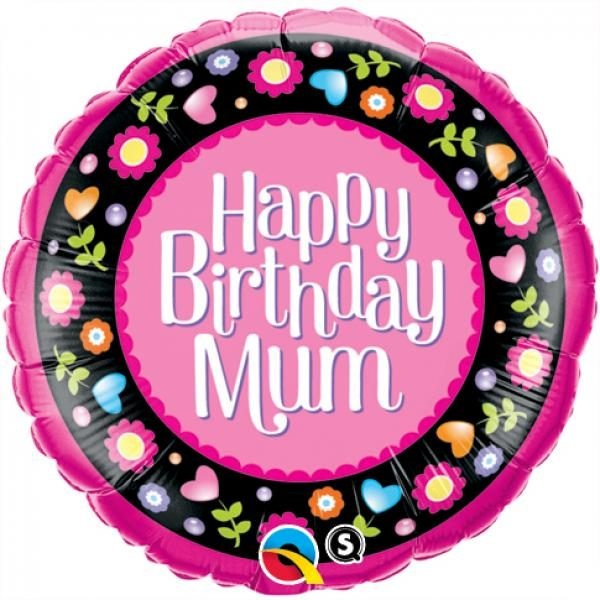 Foil 18 Στρογ. Birthday Mum Pink & Floral Border