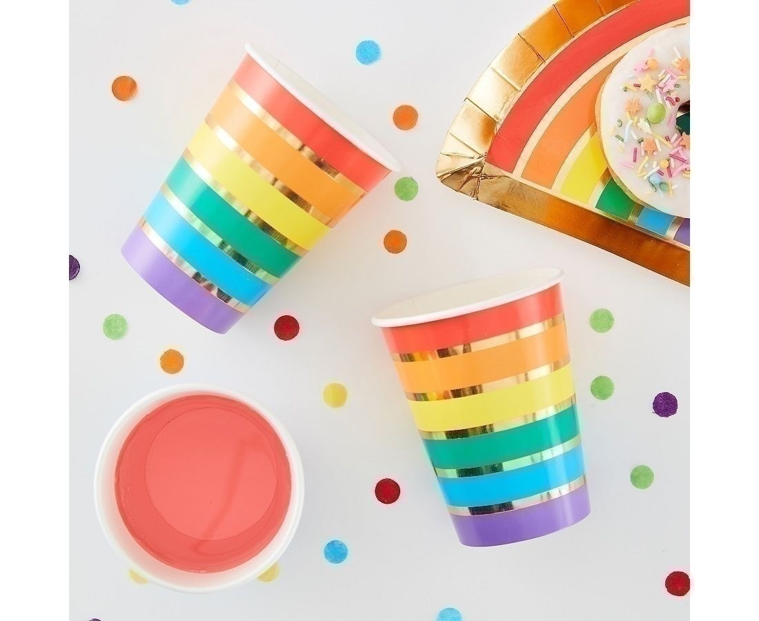 Ποτήρια Χάρτινα Over The Rainbow Party - Ουράνιο-τόξο / 8 τεμ - Image 2