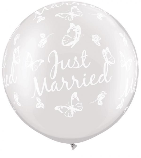 30 Prl White Just Married Butterflies -A-Round /2 τεμ