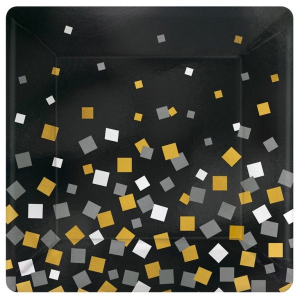 Πιάτα χαρτ. τετράγωνα Sparkling Confetti Metallic