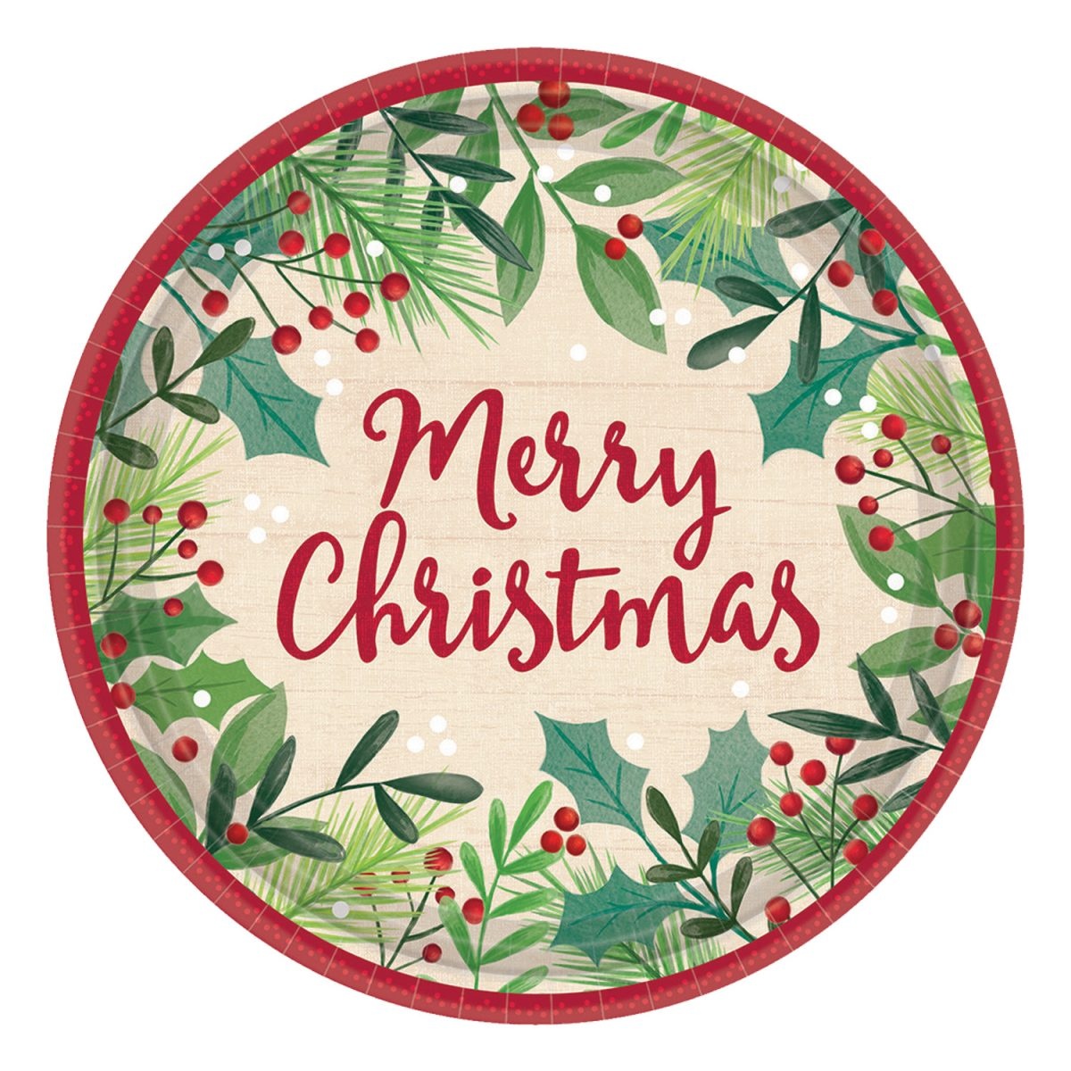 Πιάτα γλυκού χαρτ. Merry Holly Day Paper 17εκ