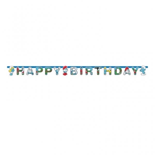 Γιρλάντα χάρτινη Happy Birthday Στρουμφάκια