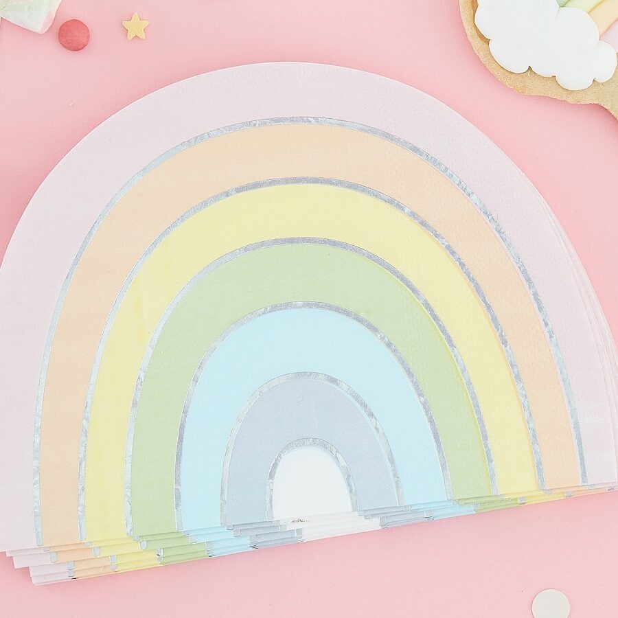 Χαρτοπετσέτες Ουράνιο-τόξο Pastel and Iridescent Rainbow / 16 τεμ