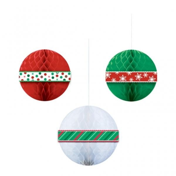 Χάρτινες μπάλες Christmas /3 τεμ