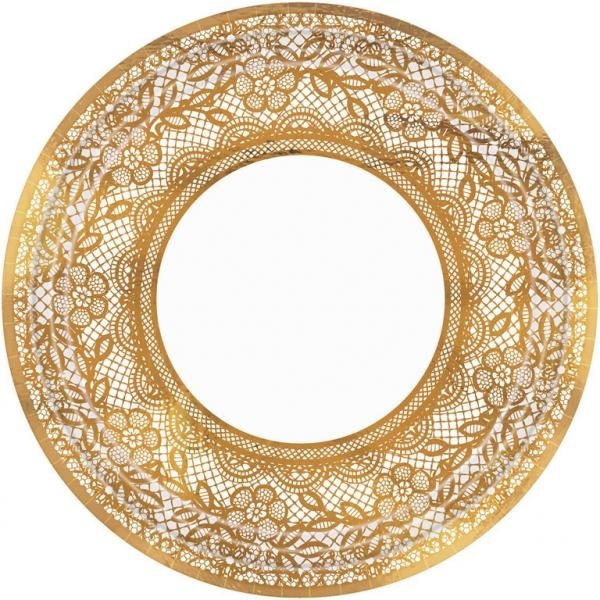 Πιάτα χαρτ. φαγητού 23εκ Delicate Lace Gold/8 τεμ