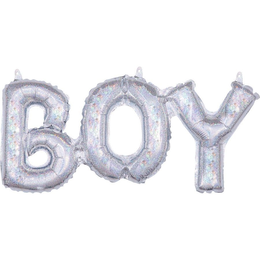 Μπαλόνι Φοιλ Γράμματα Boy Holographic / 50εκ Χ 22εκ