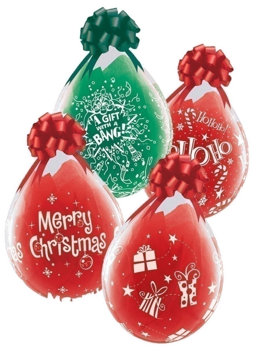 Μπαλόνια Λάτεξ 18 Μηχανής Merry Christmas Διάφανο /50 τεμ