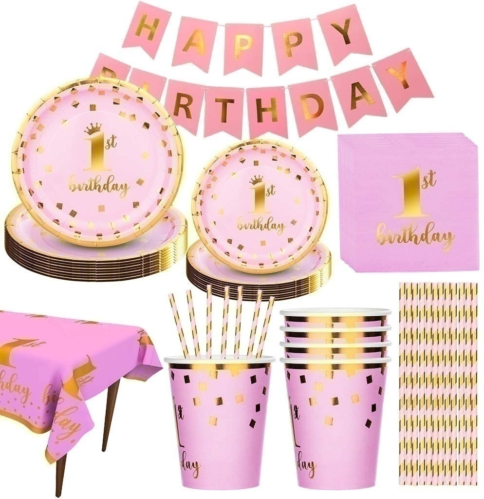 Ειδη Πάρτυ για Κορίτσι "1st Birthday" για 16 άτομα