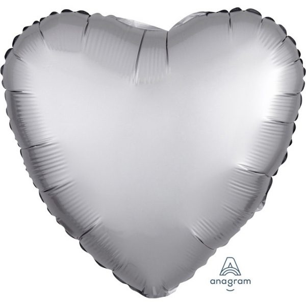 Μπαλόνι Φοιλ 17 Καρδιά Satin Luxe Platinum 43 εκ