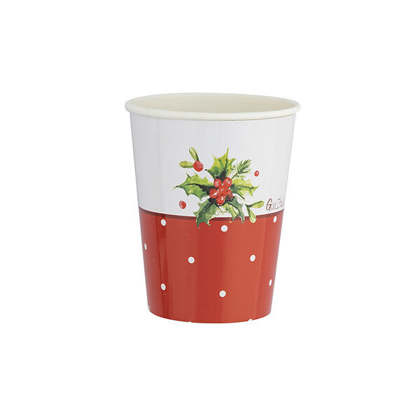 Ποτήρια χαρτ. 250ml Holly Christmas /8 τεμ
