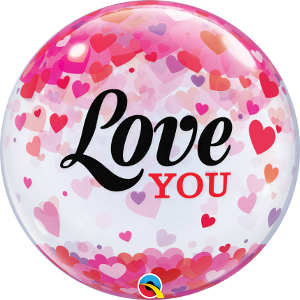 Bubble Μονό Love You Confetti Hearts