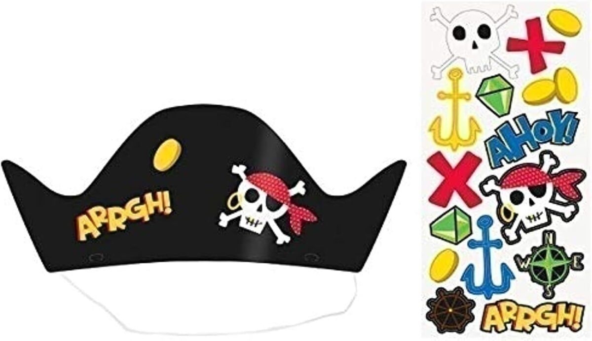 Καπέλα πειρατικά και αυτοκόλλητα /Pirate 8 τεμ.
