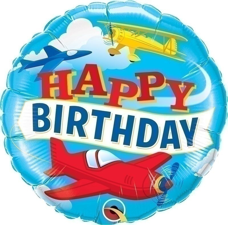 Μπαλόνι Φοιλ 18 Happy Birthday Airplanes / 46 cm Αεροπλάνο