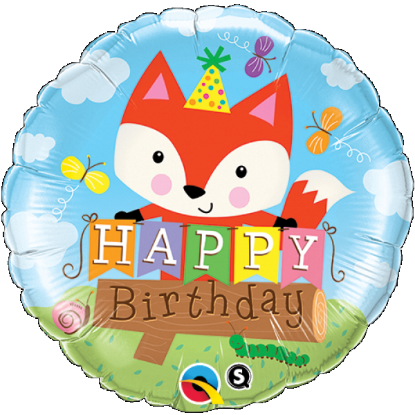 Μπαλόνι Φοιλ 18 Στρογγυλό Happy Birthday Αλεπού