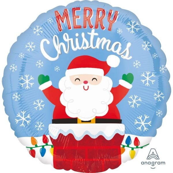 Μπαλόνι Φοιλ 17 Merry Christmas Santa in Chimney / 43 εκ - Άγιος Βασίλης