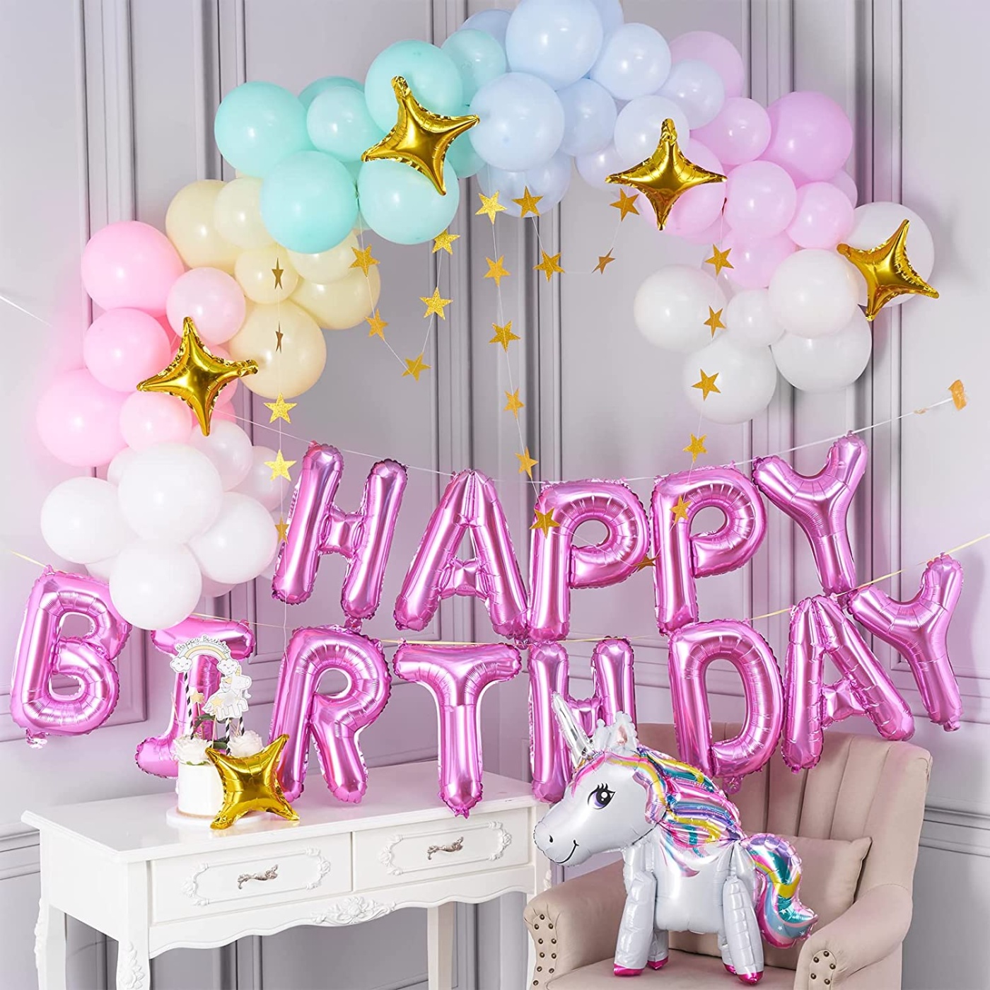 DIY Γιρλάντα Μπαλονιών Unicorn Pastel / 80 τμχ