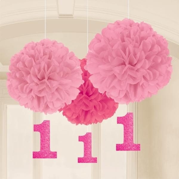 Fluffy Deco 1st Birthday Girl /3 τεμ