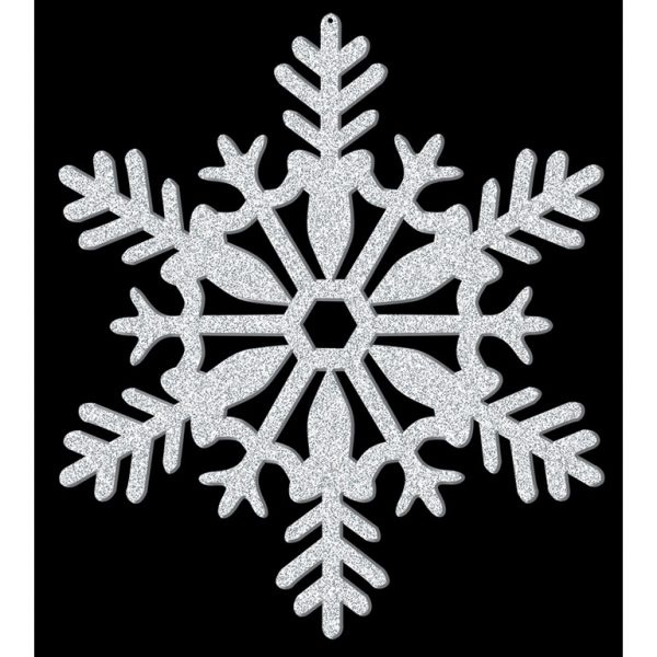 Cutout Snowflake Glitter Silver Plastic 28 εκ - Χιονονιφάδα