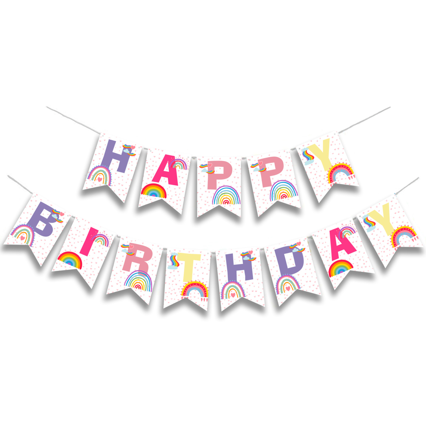 Γιρλάντα Γράμματα Retro Rainbow Happy Birthday