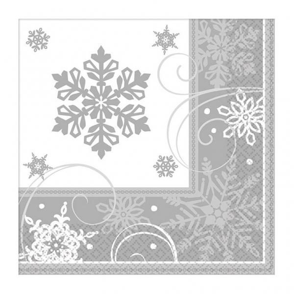 Χαρτοπετσέτες φαγητού 33εκ Sparkling Snowflake /16 τεμ - χιονονιφάδες