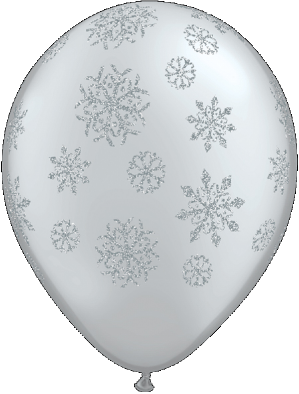 Μπαλόνια 11 Ασημί Glitter Snowflakes -A-Round /25 τεμ - Χιονονιφάδες