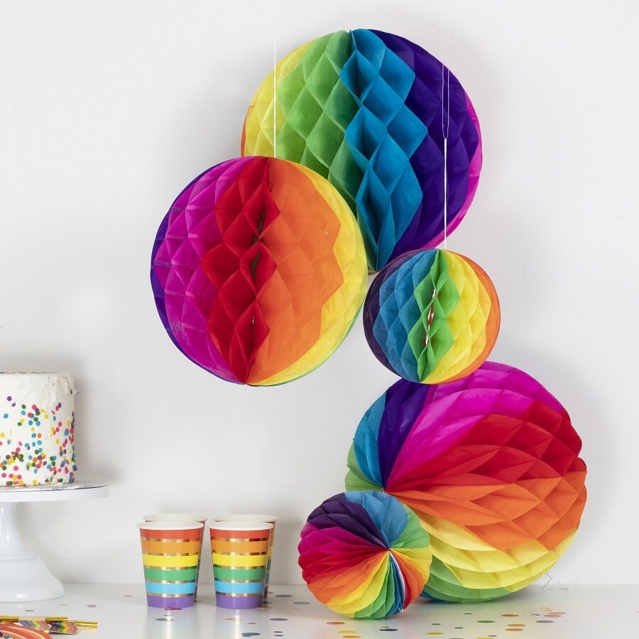 Χάρτινες Μπάλες Rainbow Honeycomb Decorations / 5 τεμ