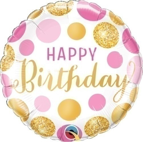 Μπαλόνι Φοιλ 18 Στρογ. Birthday Pink & Gold Dots