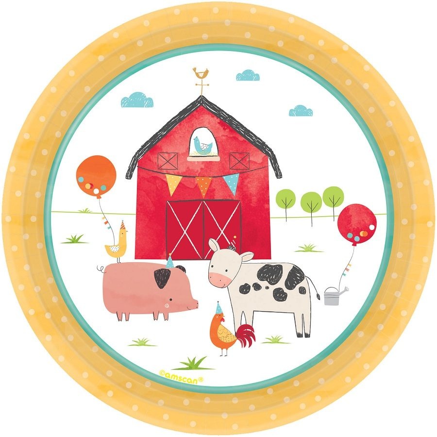 Πιάτα χαρτ. γλυκού Ζωάκια Φάρμας Barnyard Birthday / 8 τεμ