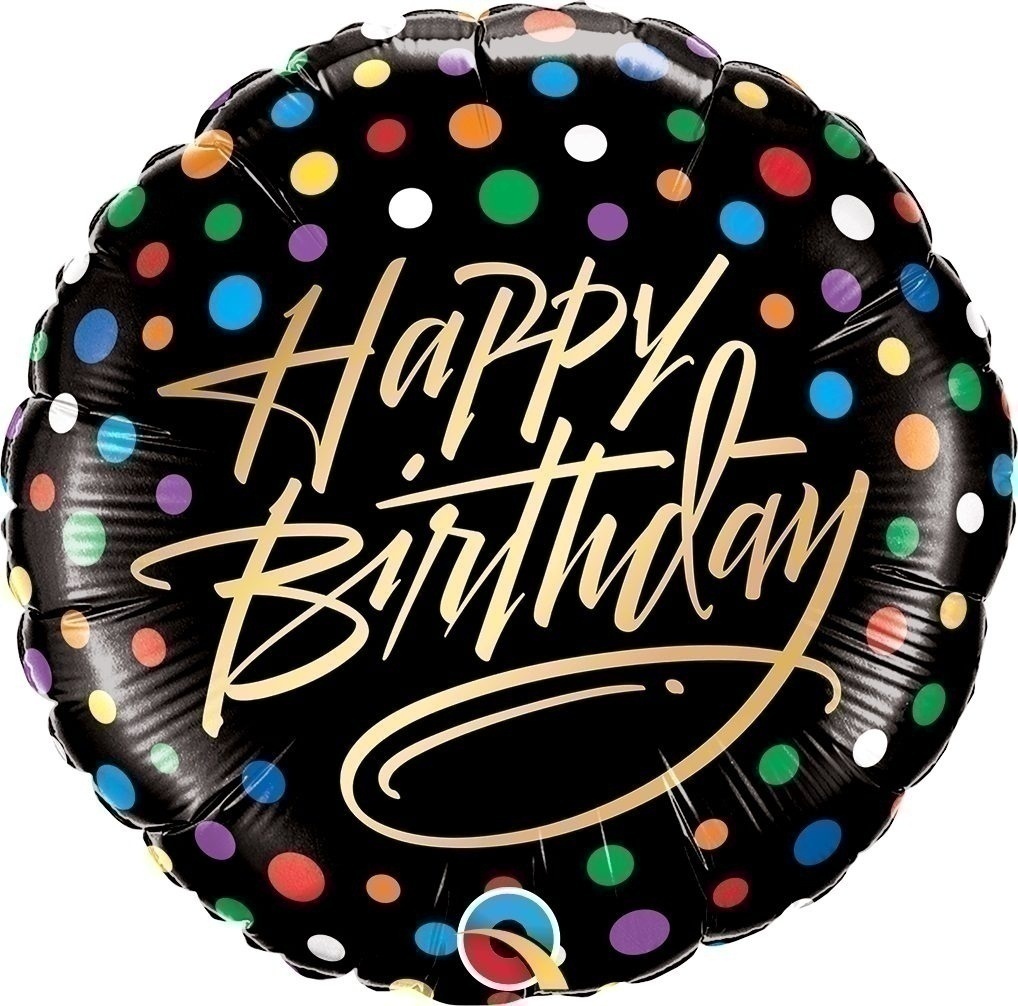Μπαλόνι Φοιλ 18 Happy Birthday Gold Script & Dots