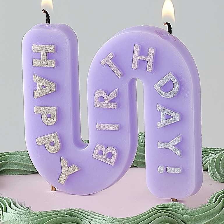 Κερί Κυματιστό "Happy Birthday" παστέλ