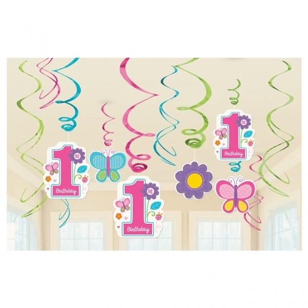Διακοσμητικά Οροφής Sweet 1st Birthday Girl /12 τεμ