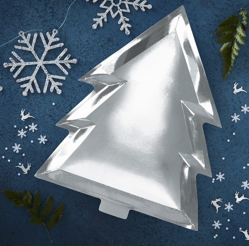 Πιατέλα Ασημί Christmas Tree / 6 τεμ