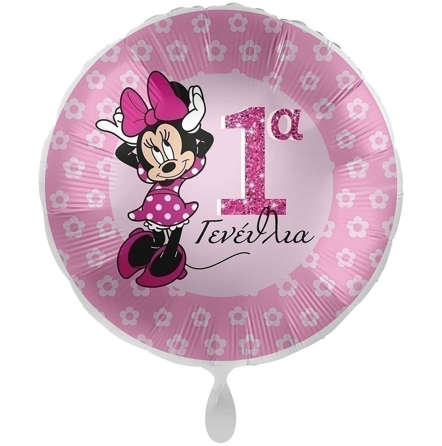 Μπαλόνι Φοιλ 17 Πρώτα Γενέθλια Ροζ και Χρυσό Minnie Mouse / 43 εκ