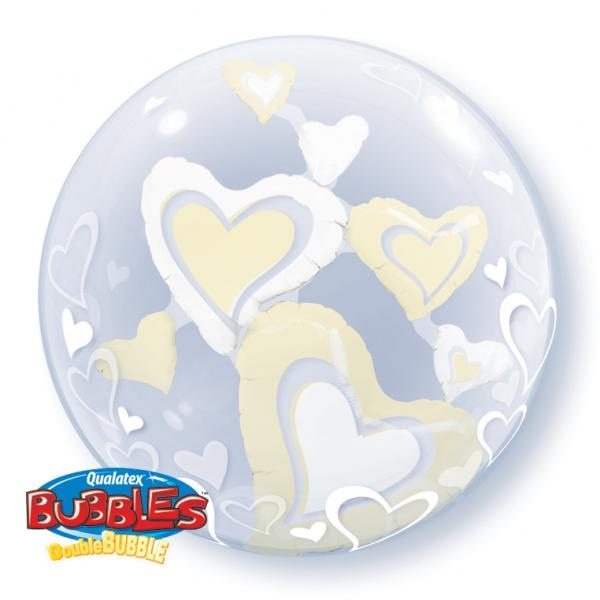 Bubble διπλό White & Ivory Floating Hearts
