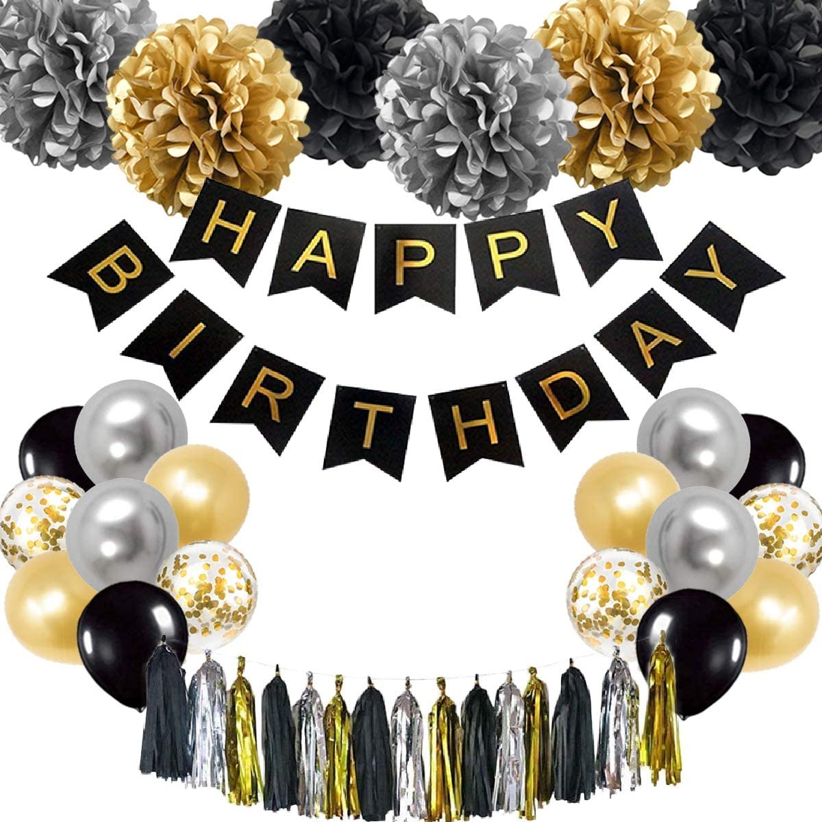 DIY σετ για Πάρτυ Happy Birthday Fabulous Black
