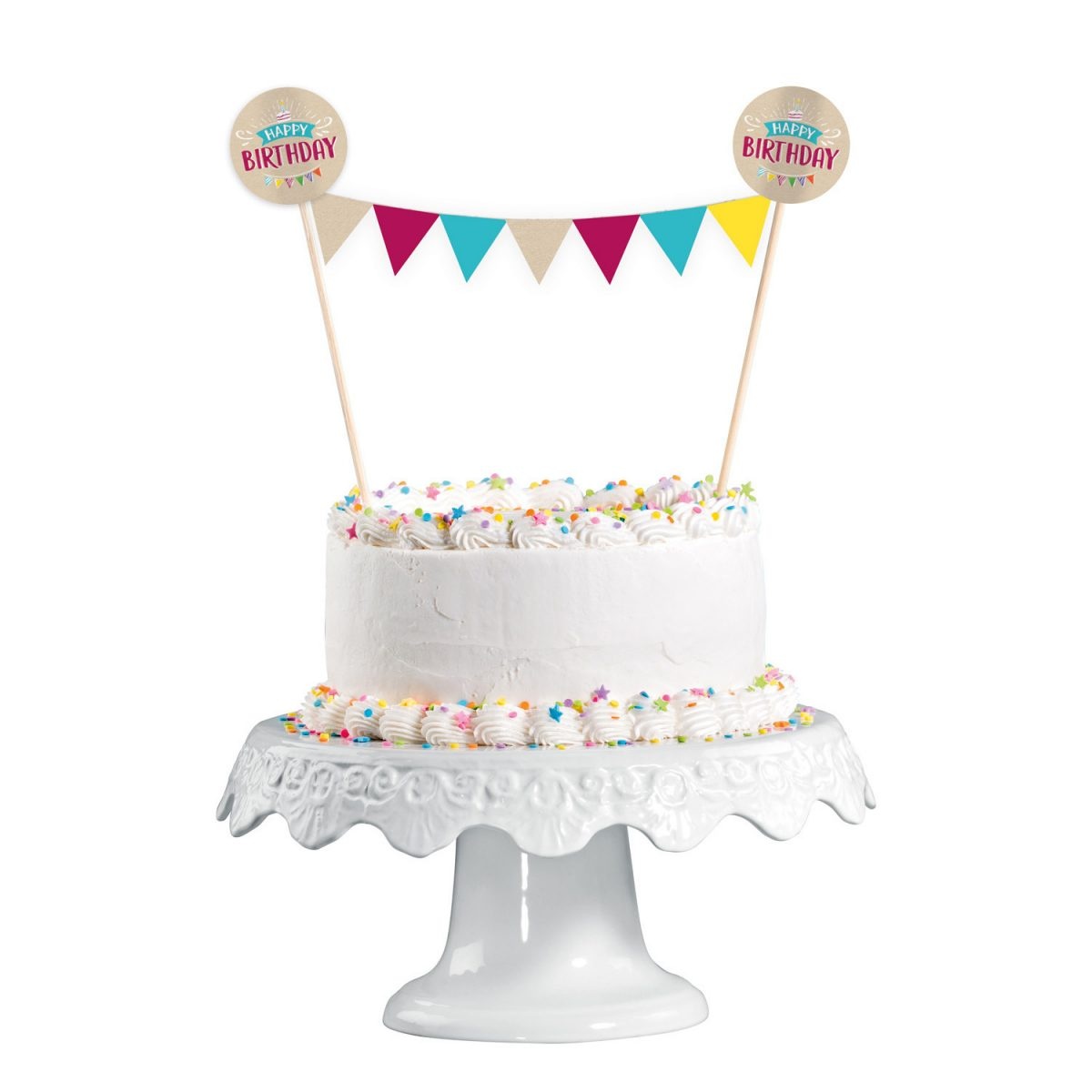 Σετ Διακόσμησης Τούρτας με Γιρλάντα My Birthday Party Kraft 15 x 20 εκ