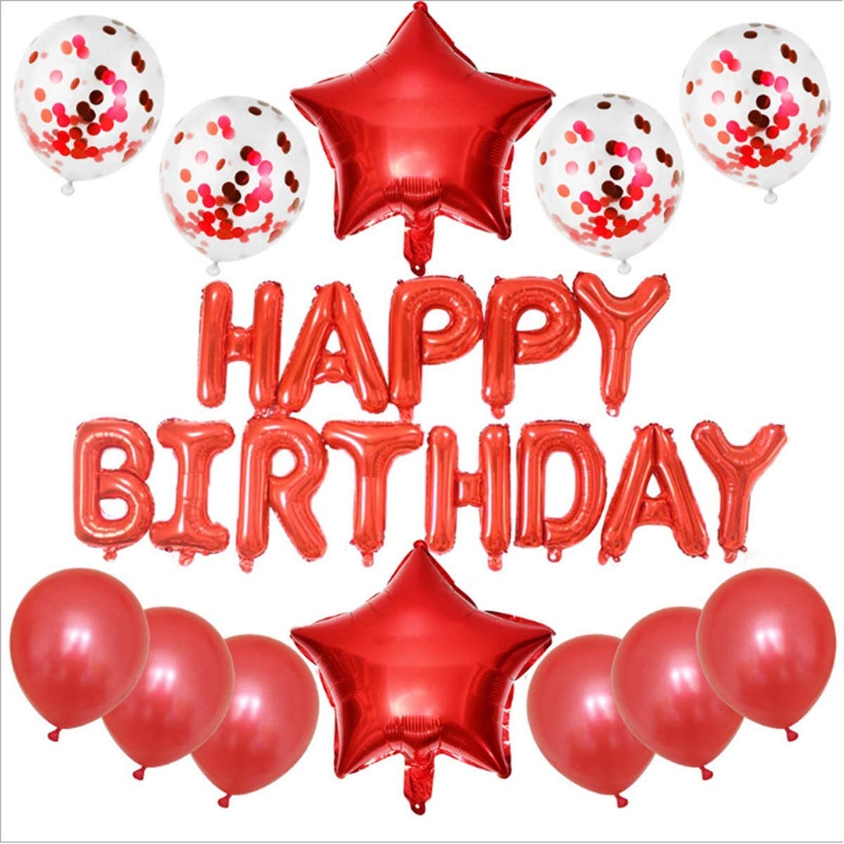 Σετ Μπαλονιών Happy Birthday Red