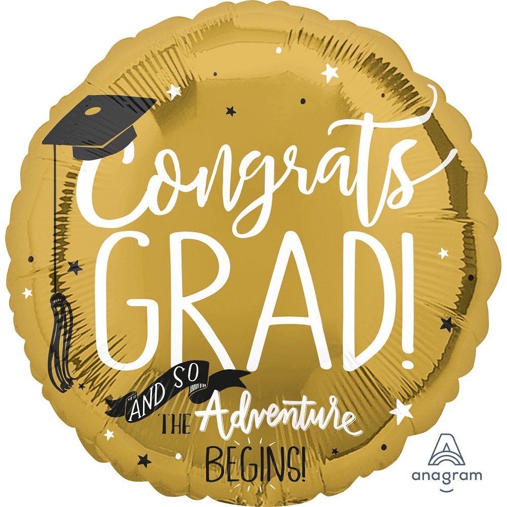 Μπαλόνι Φοιλ 17 Στρογγυλό The Adventure Begins Congratulations Grad 43 εκ
