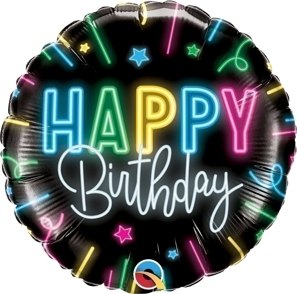 Μπαλόνι Φοιλ 18 Happy Birthday Neon Glow / 46 εκ