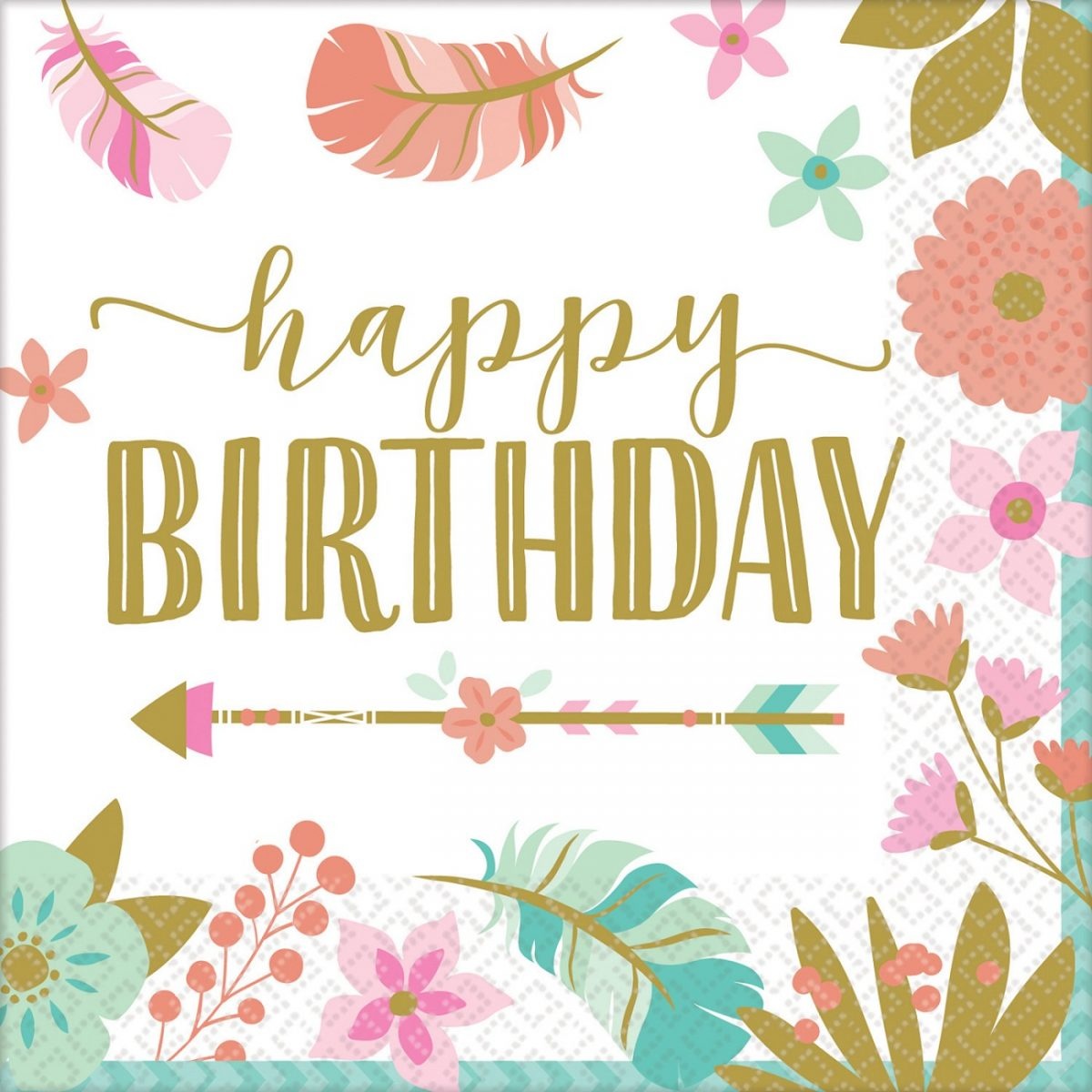Χαρτοπετσέτες 25εκ Boho Birthday Girl / 16 τεμ